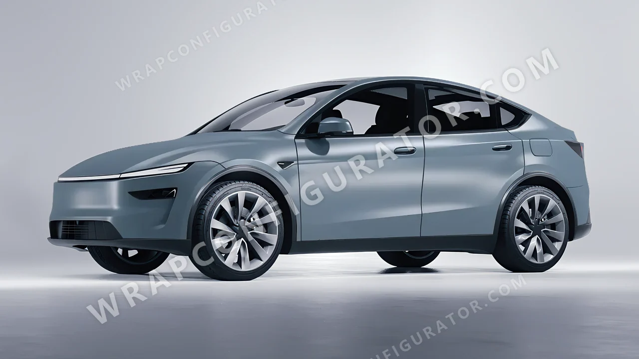 Grey Tesla Model Y Juniper 2025 wrapped in 3M Satin Battleship Gray S51