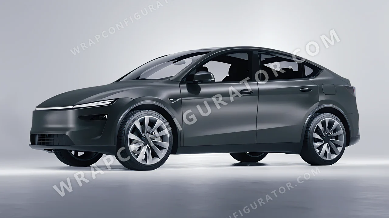Grey Tesla Model Y Juniper 2025 wrapped in 3M Satin Dark Gray S261