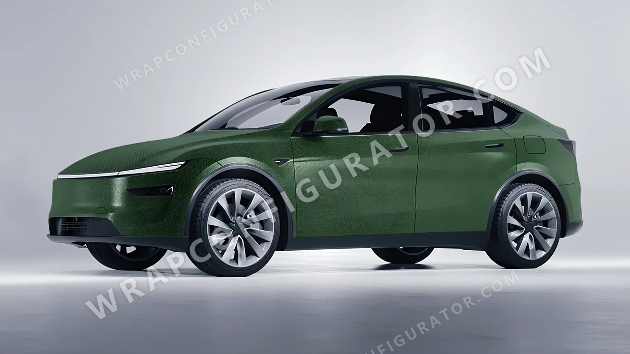 Grey Tesla Model Y Juniper 2025 wrapped in 3M Shadow Military Green SB26