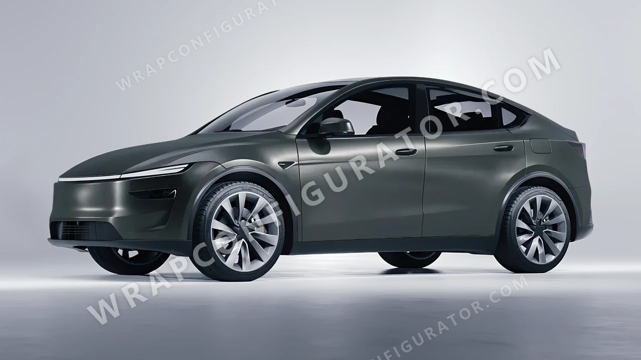 Grey Tesla Model Y Juniper 2025 wrapped in Avery Dennison Dark Grey SW900-854-M