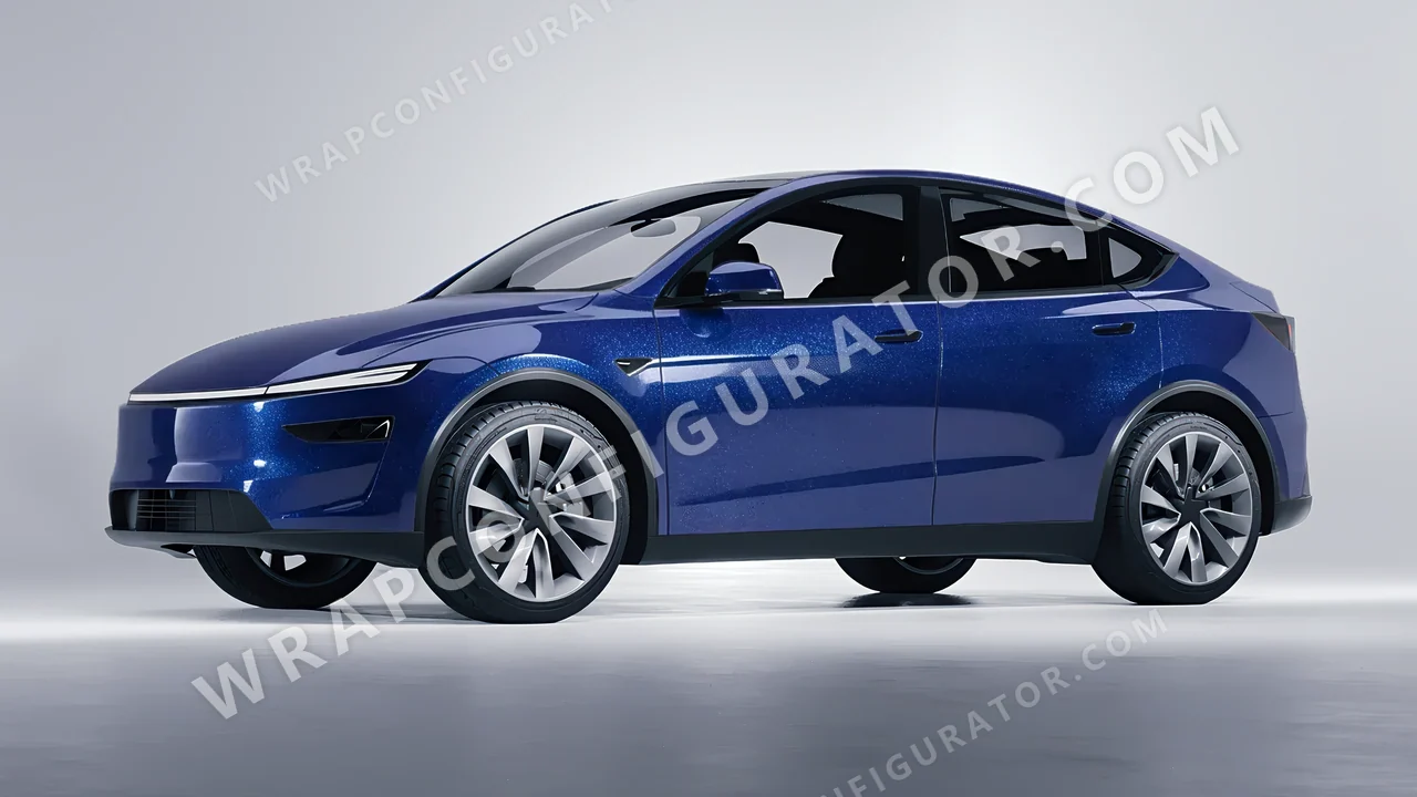 Grey Tesla Model Y Juniper 2025 wrapped in Avery Dennison Magnetic Burst SW900-679-M