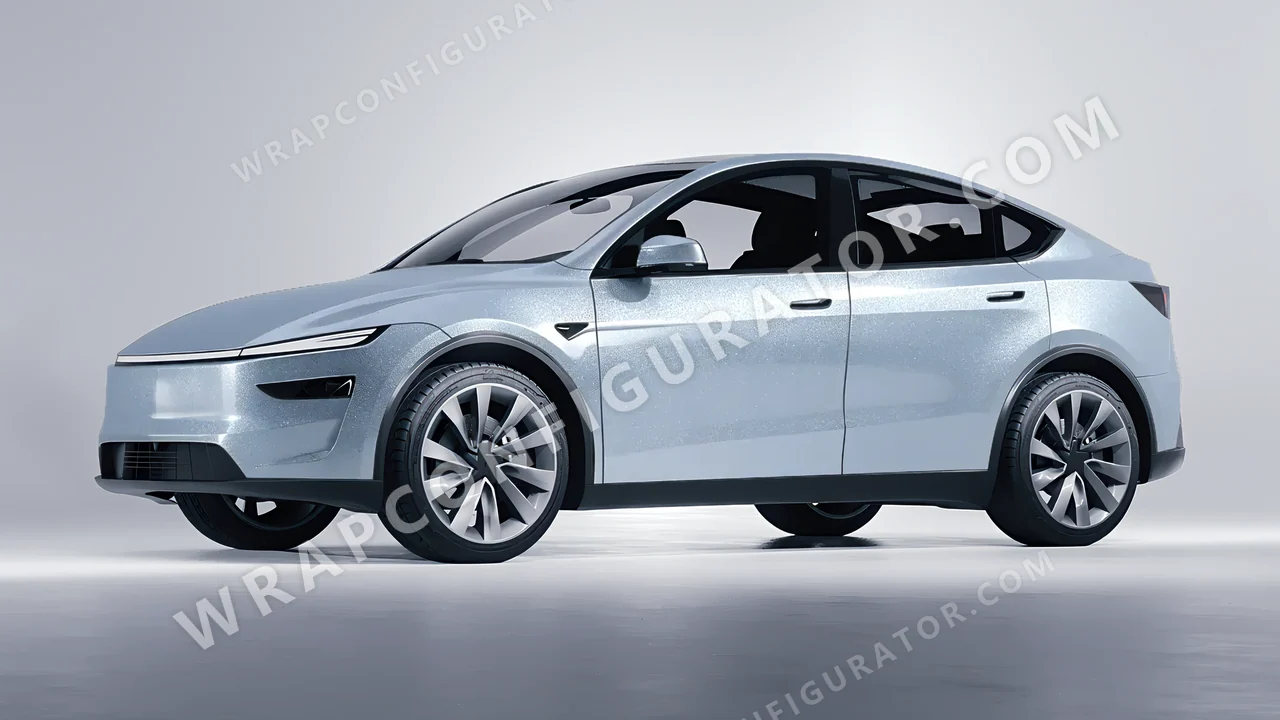 Grey Tesla Model Y Juniper 2025 wrapped in Avery Dennison Quick Silver SW900-816-M