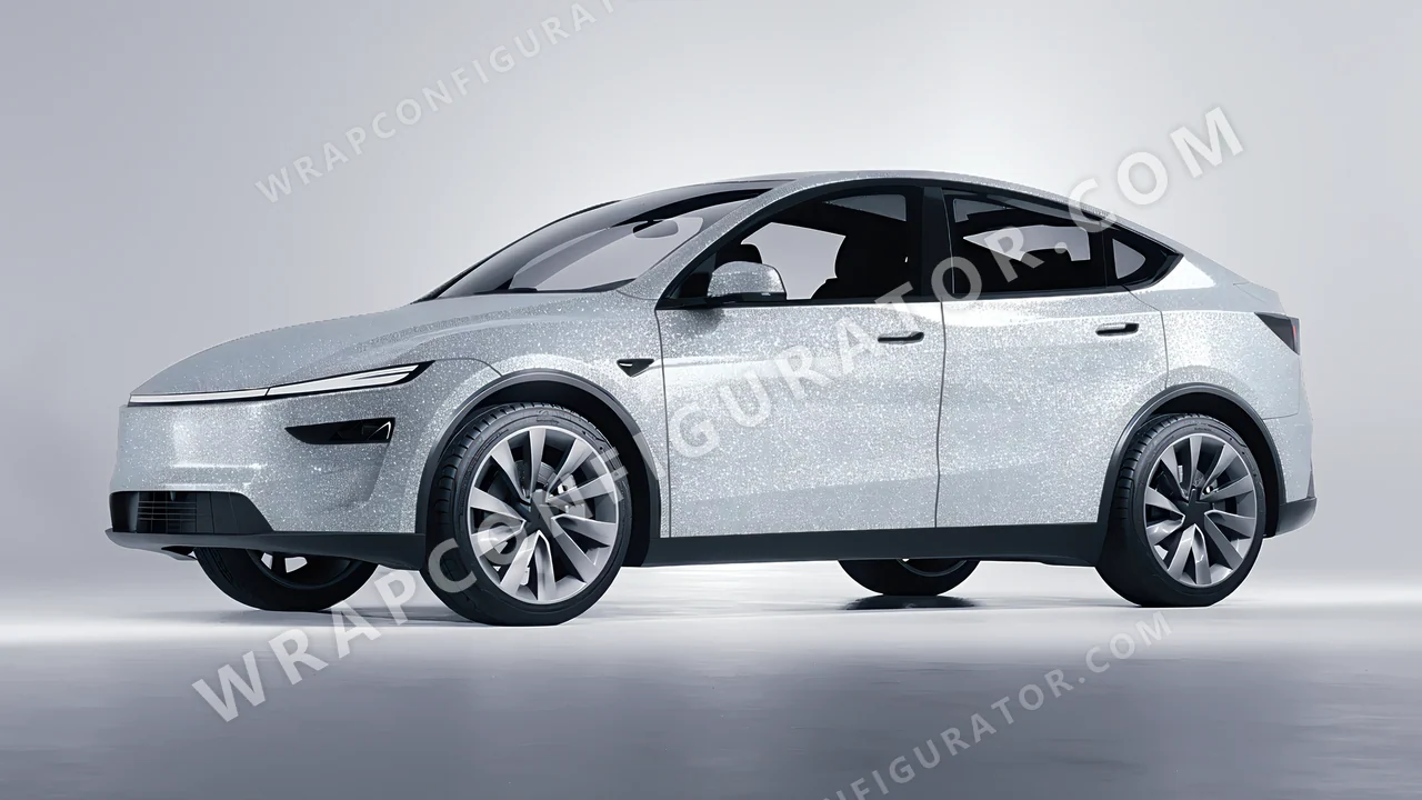 Grey Tesla Model Y Juniper 2025 wrapped in Avery Dennison Silver SW900-878-D