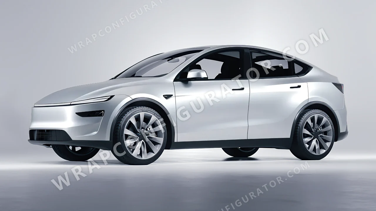 Grey Tesla Model Y Juniper 2025 wrapped in Inozetek Dynamic PPF Silver DPPF803
