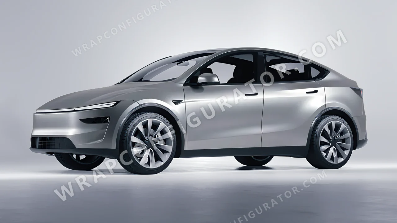 Grey Tesla Model Y Juniper 2025 wrapped in Inozetek Dynamic PPF Silver DPPF808