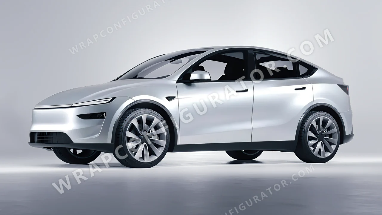 Grey Tesla Model Y Juniper 2025 wrapped in Inozetek Dynamic PPF Star Silver DPPF805