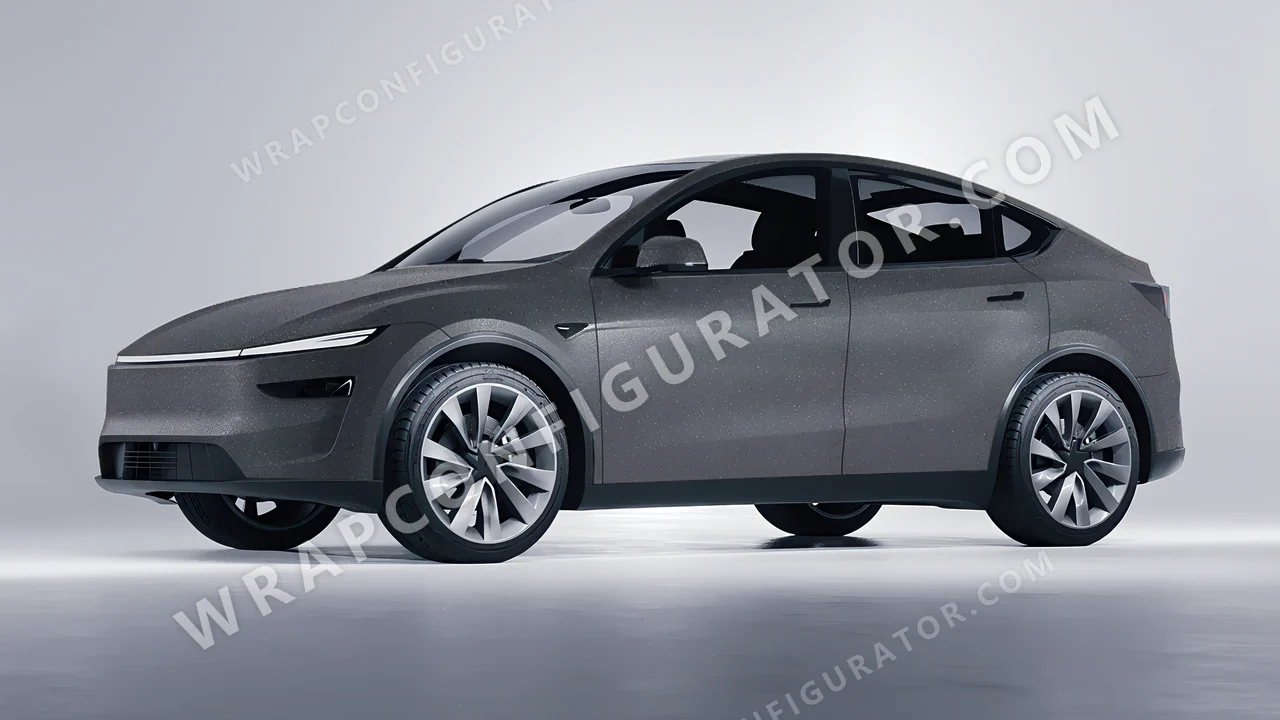 Grey Tesla Model Y Juniper 2025 wrapped in KPMF Dark Grey Matt K89015