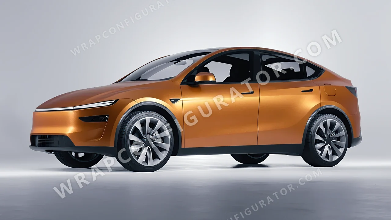 Grey Tesla Model Y Juniper 2025 wrapped in KPMF Matt Iced Amber Titanium K75591