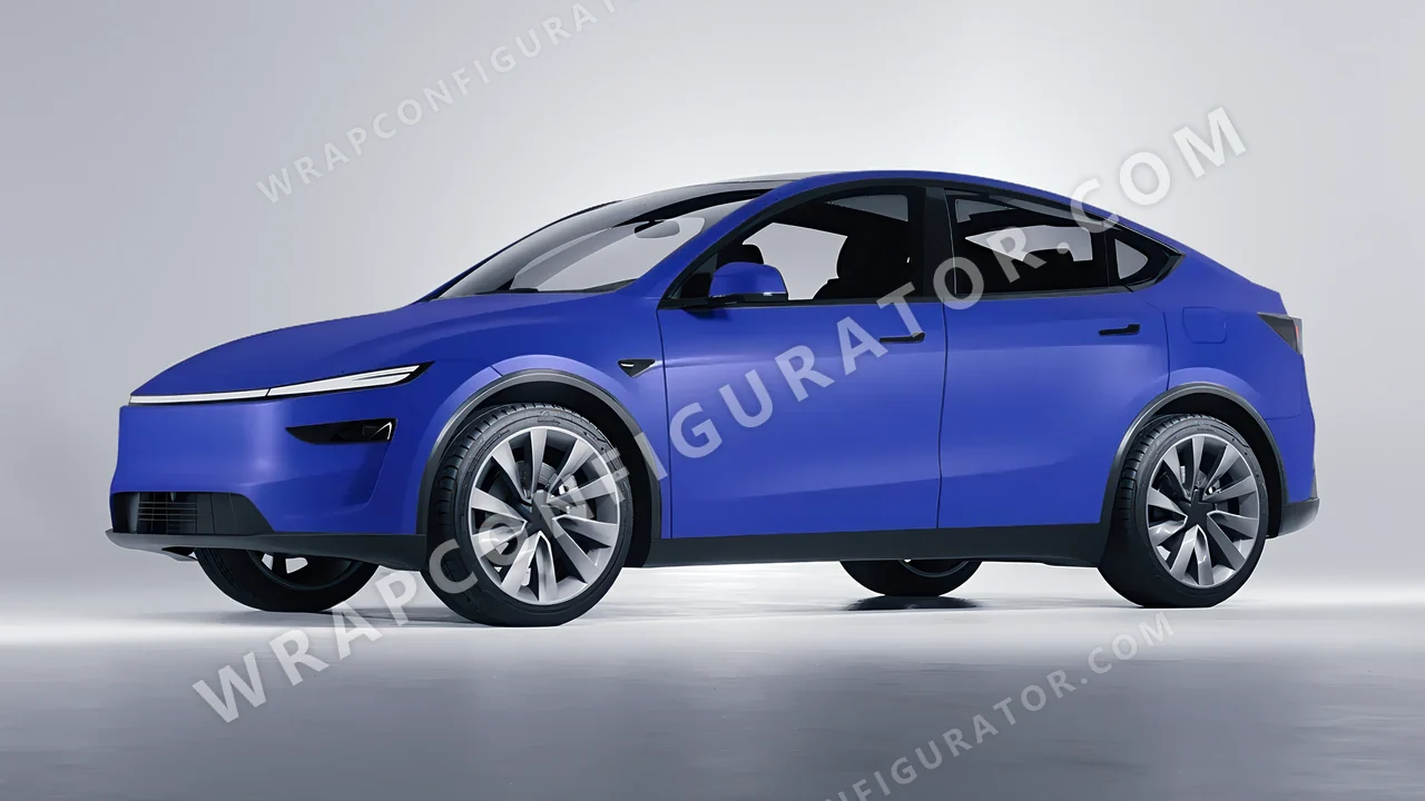 Grey Tesla Model Y Juniper 2025 wrapped in KPMF Matt Iced Blue Titanium K75505