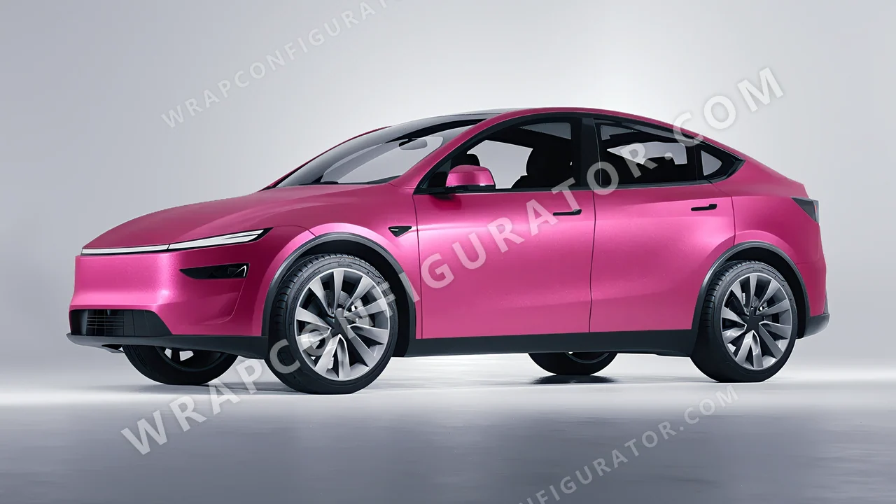 Grey Tesla Model Y Juniper 2025 wrapped in KPMF Matt Iced Pink Titanium K75504