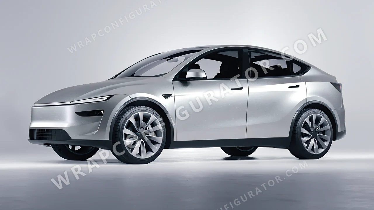 Grey Tesla Model Y Juniper 2025 wrapped in KPMF Matt Iced Silver Titanium K75501