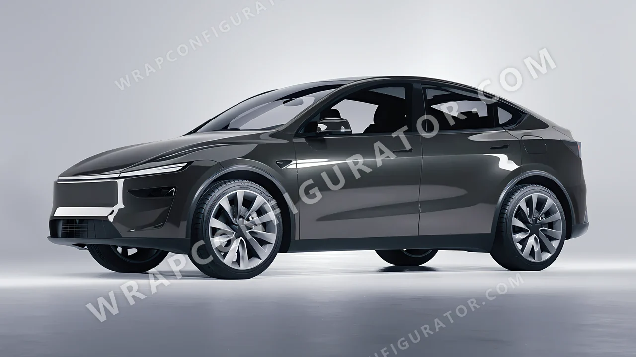 Grey Tesla Model Y Juniper 2025 wrapped in ORACAL Anthracite 970RA-093G
