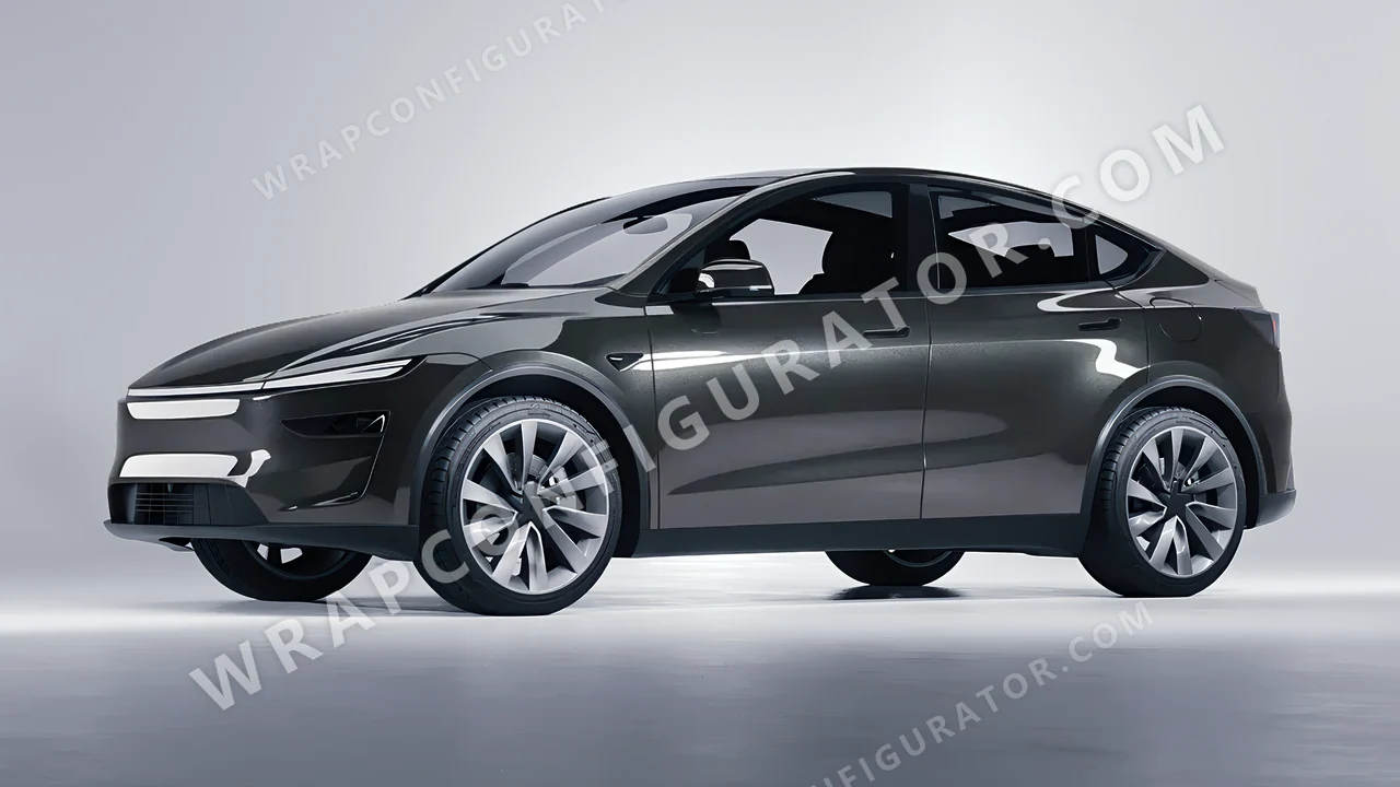 Grey Tesla Model Y Juniper 2025 wrapped in ORACAL Charcoal 970RA-937G
