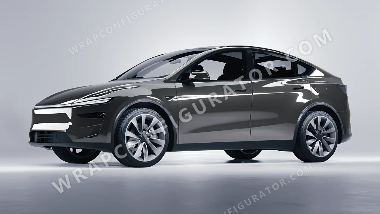 Grey Tesla Model Y Juniper 2025 wrapped in ORACAL Dark Grey 970RA-073G
