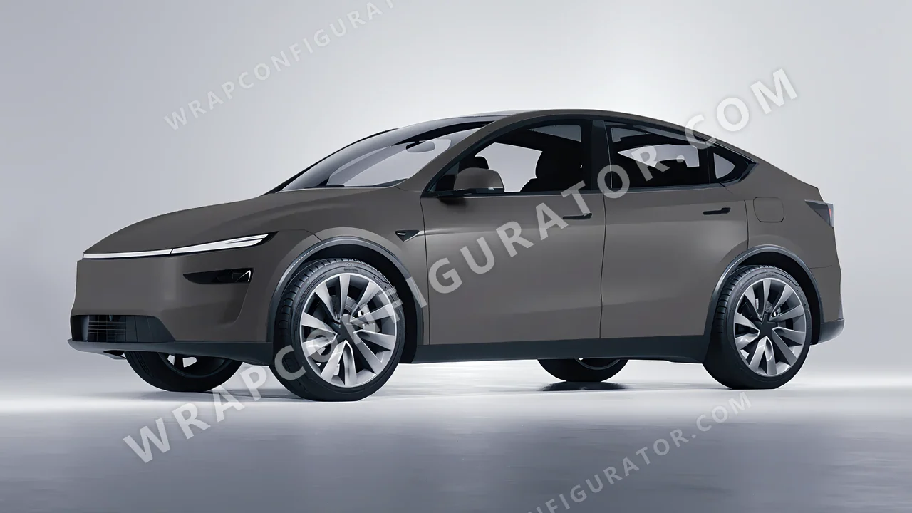 Grey Tesla Model Y Juniper 2025 wrapped in ORACAL Dark Grey 970RA-073M