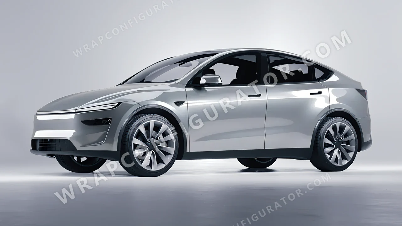 Grey Tesla Model Y Juniper 2025 wrapped in ORACAL Silver Grey 970RA-090G