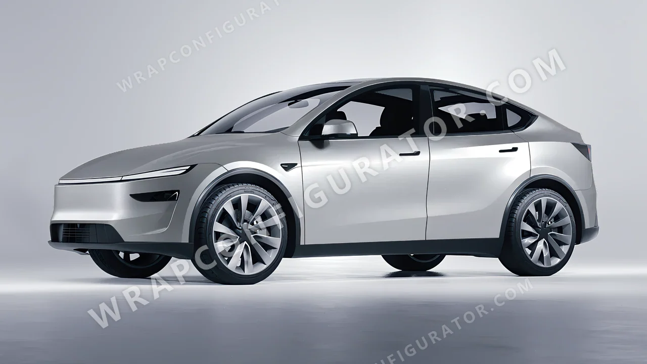 Grey Tesla Model Y Juniper 2025 wrapped in ORACAL Silver Grey 970RA-090M