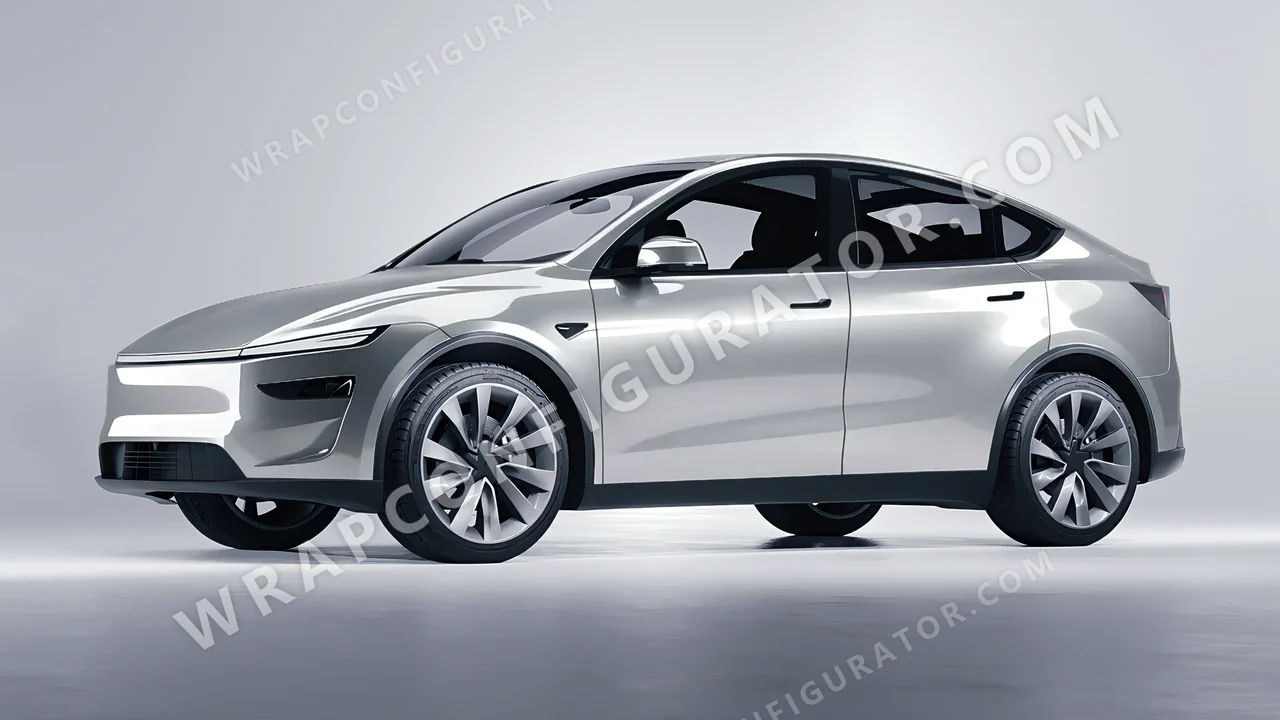 Grey Tesla Model Y Juniper 2025 wrapped in ORACAL Silver Lake 970RA-904G