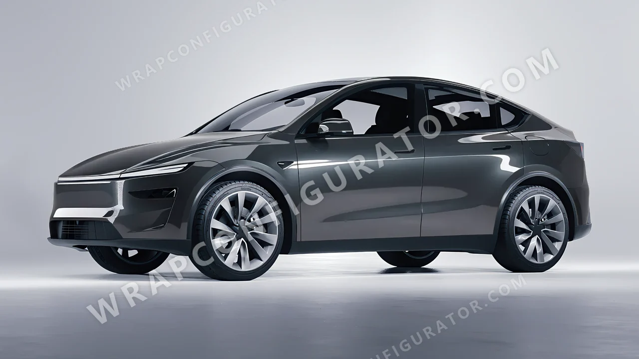 Grey Tesla Model Y Juniper 2025 wrapped in ORACAL Steel 970RA-795G