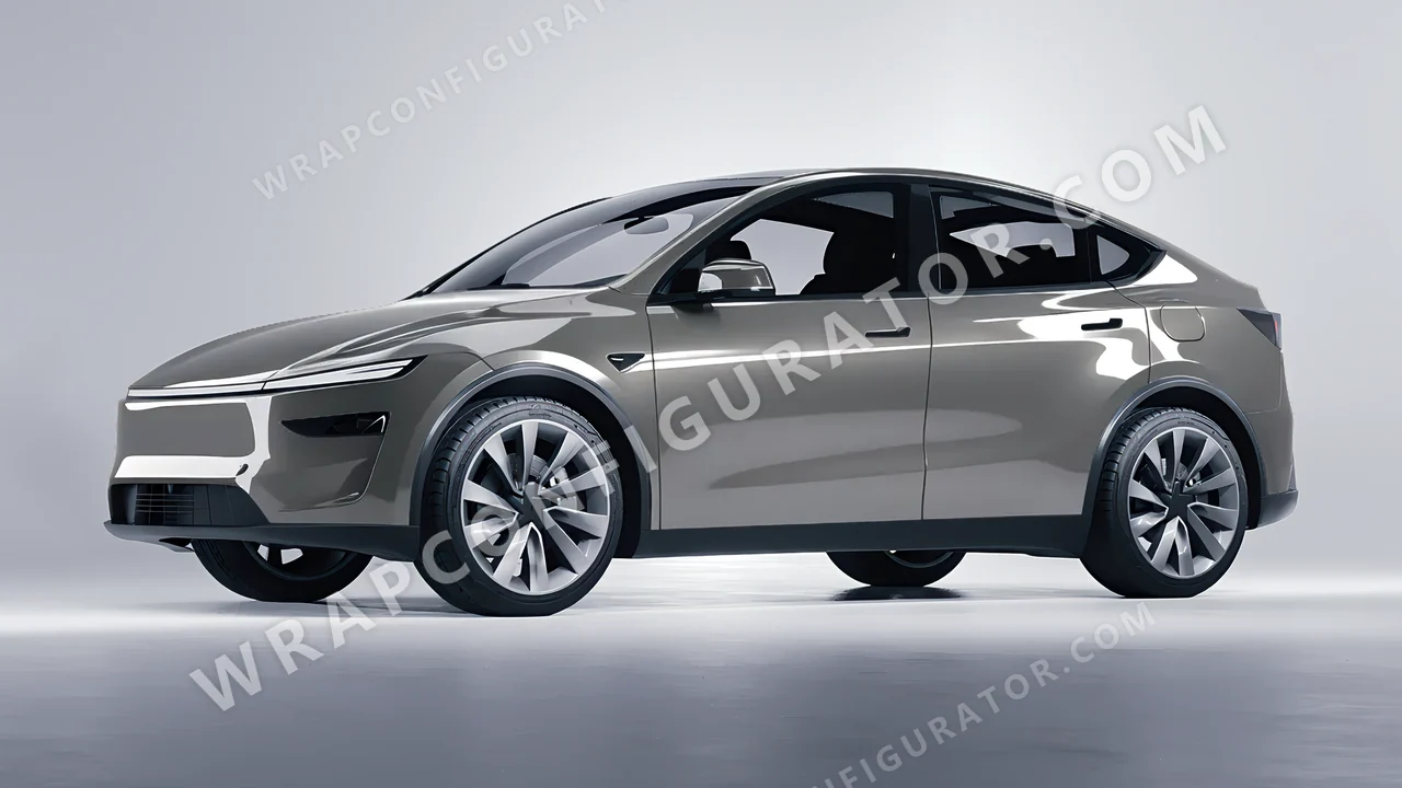 Grey Tesla Model Y Juniper 2025 wrapped in ORACAL Tin 970RA-933G