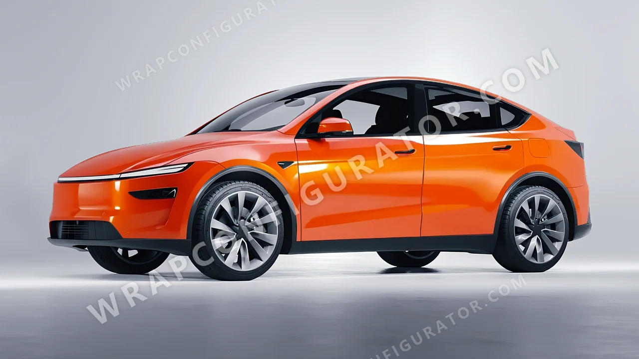 Orange Tesla Model Y Juniper 2025 wrapped in 3M Gloss Fiery Orange G364