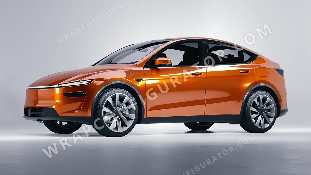 Orange Tesla Model Y Juniper 2025 wrapped in 3M Gloss Liquid Copper G344