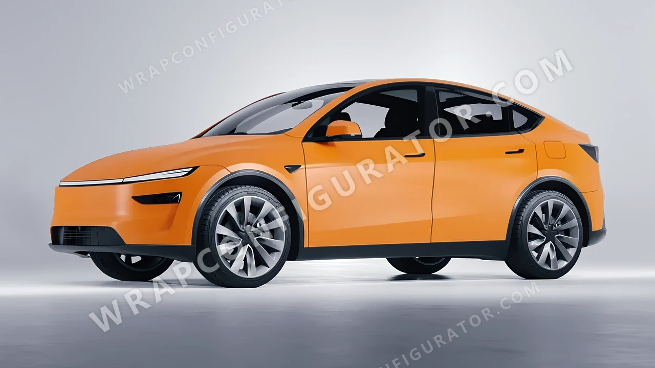 Orange Tesla Model Y Juniper 2025 wrapped in 3M Matte Orange M54