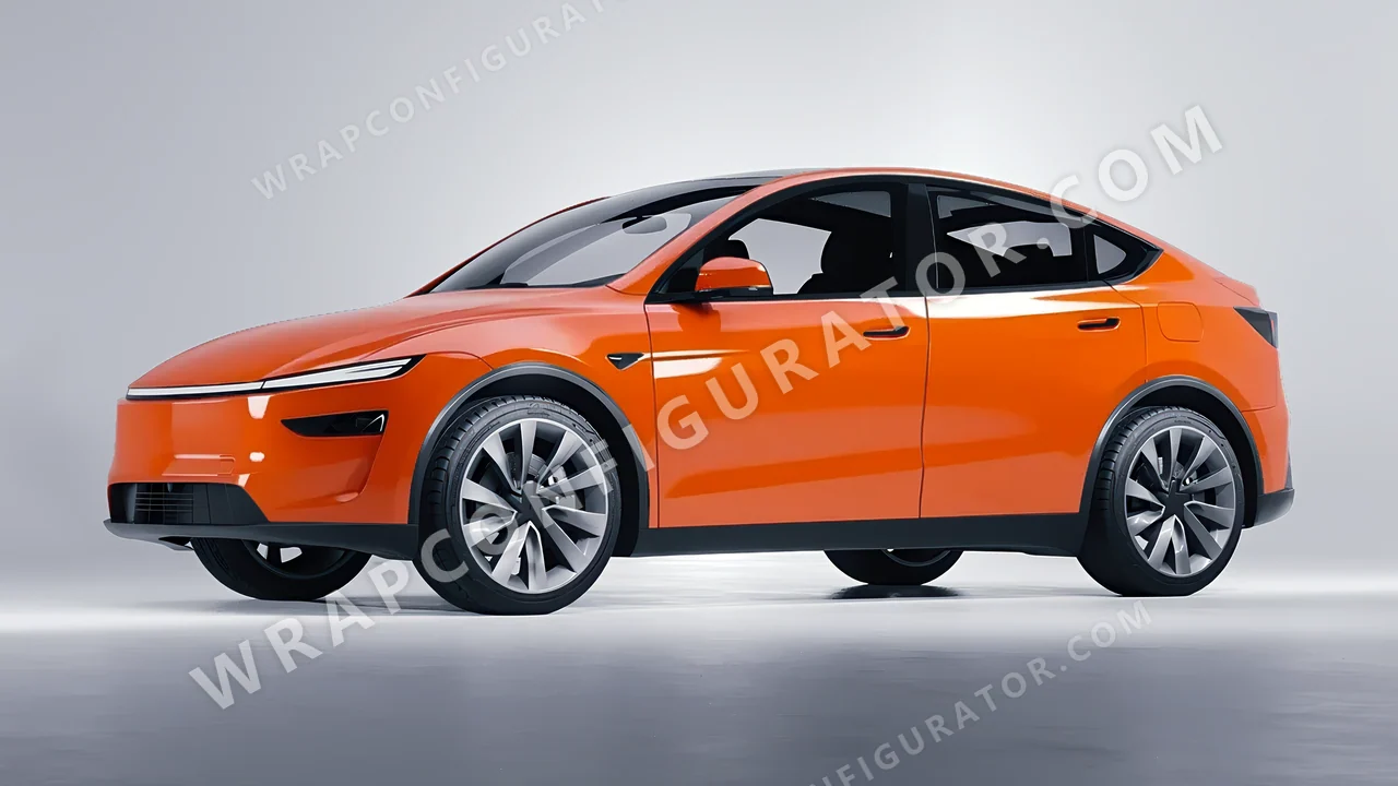 Orange Tesla Model Y Juniper 2025 wrapped in Avery Dennison Orange SW900-373-O