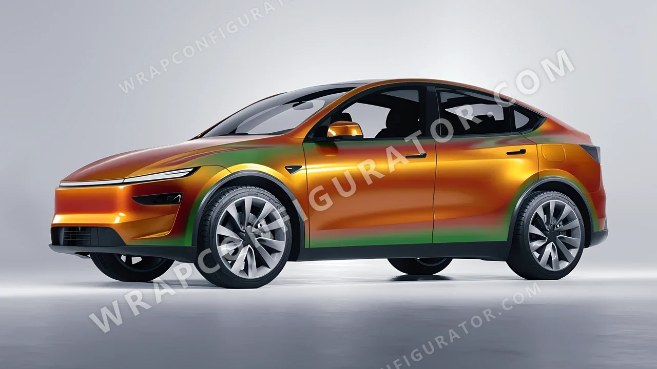 Orange Tesla Model Y Juniper 2025 wrapped in Colourshield PPF by HyperPro Dawn Orange GB04-P