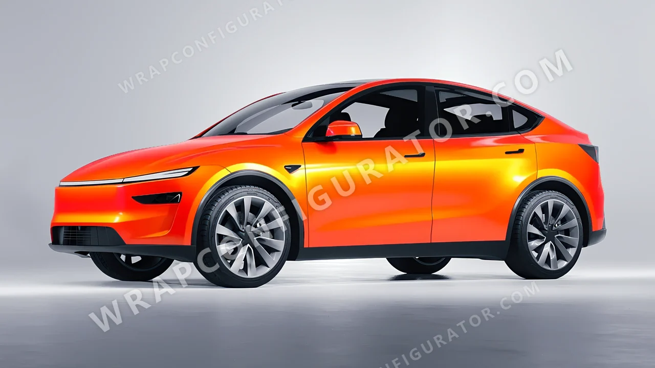 Orange Tesla Model Y Juniper 2025 wrapped in Colourshield PPF by HyperPro Deep Orange GSF11-P