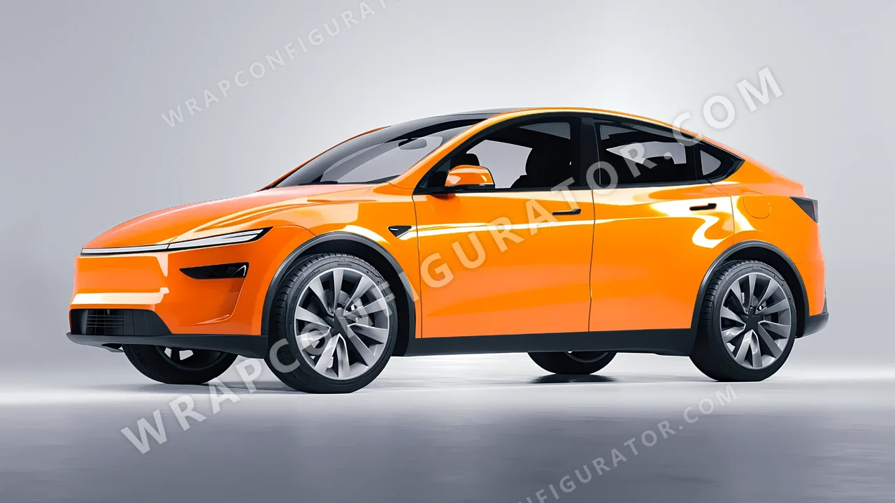 Orange Tesla Model Y Juniper 2025 wrapped in Colourshield PPF by HyperPro Papaya Orange HGF50-P