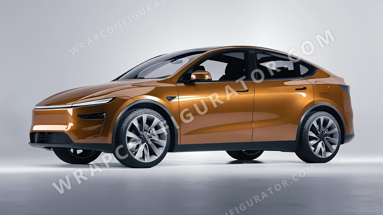 Orange Tesla Model Y Juniper 2025 wrapped in Inozetek Dynamic PPF Bronze DPPF928
