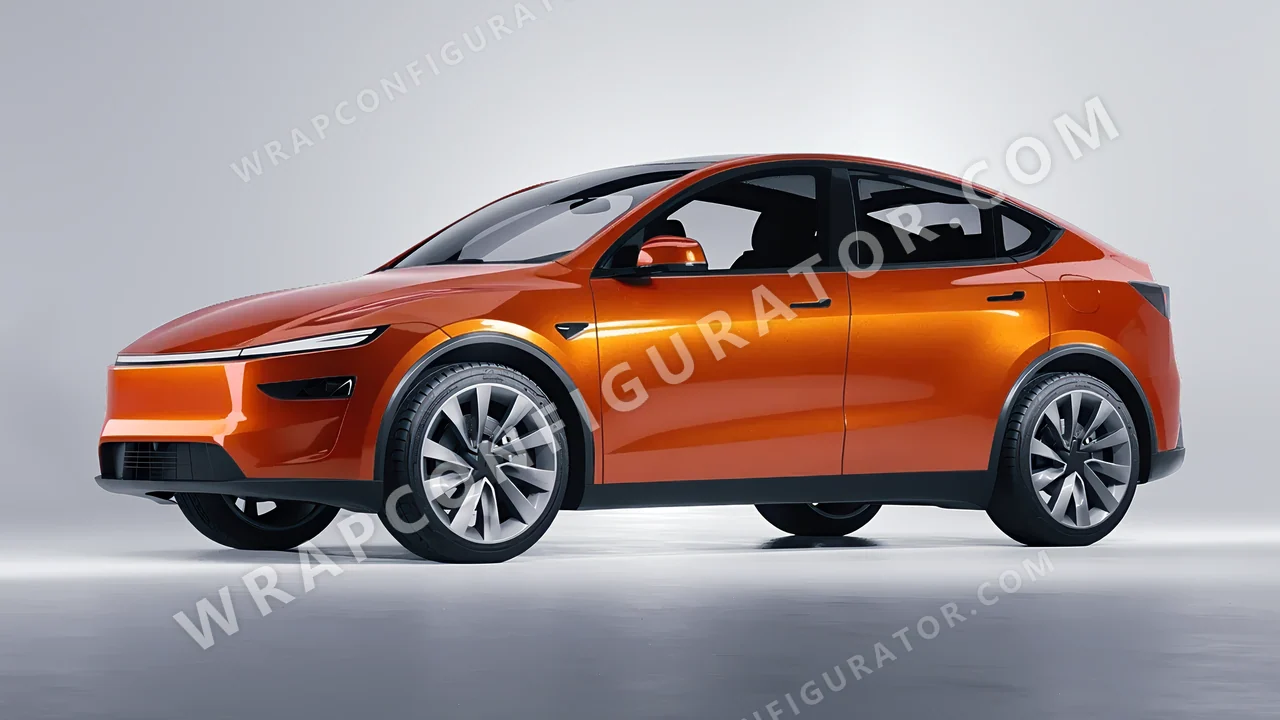 Orange Tesla Model Y Juniper 2025 wrapped in KPMF Ember Orange K75404