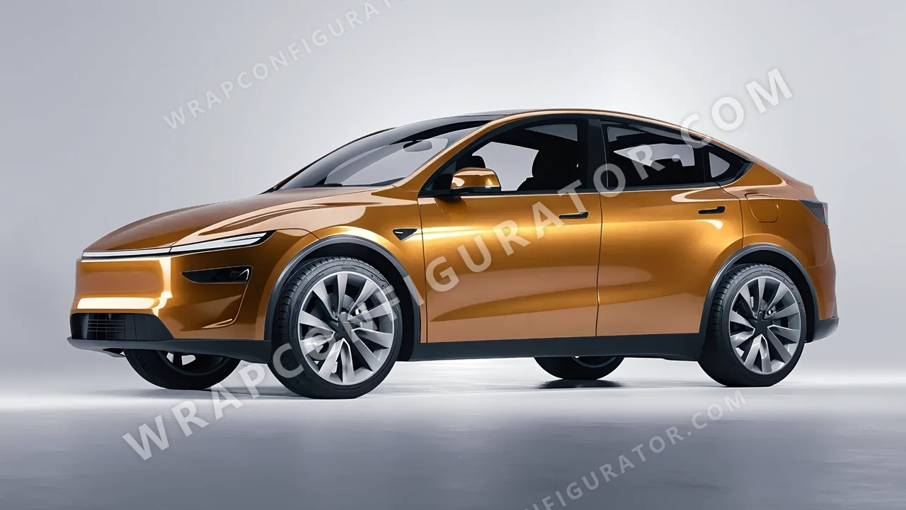 Orange Tesla Model Y Juniper 2025 wrapped in ORACAL Bronze 970RA-920G