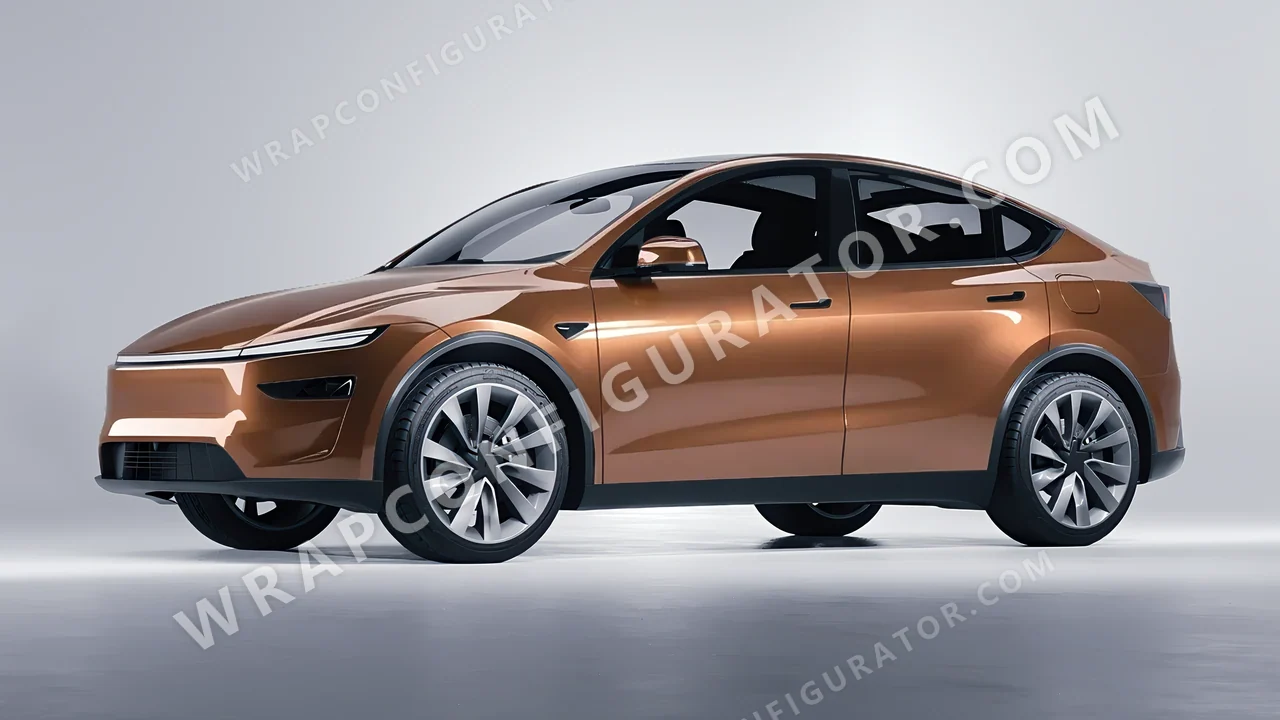 Orange Tesla Model Y Juniper 2025 wrapped in ORACAL Bronze Antique 970RA-921G