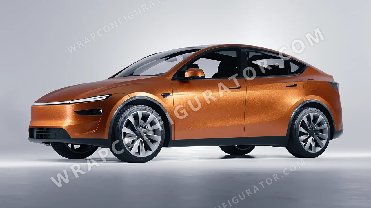 Orange Tesla Model Y Juniper 2025 wrapped in ORACAL Copper 970RA-092M