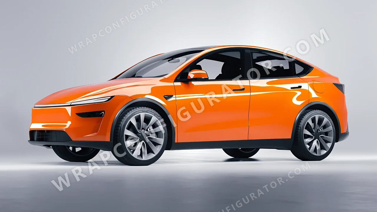 Orange Tesla Model Y Juniper 2025 wrapped in ORACAL Daggi Orange 970RA-363G
