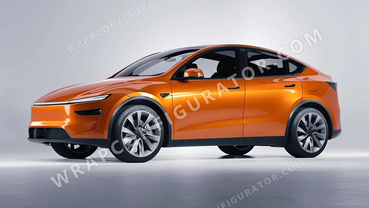 Orange Tesla Model Y Juniper 2025 wrapped in ORACAL Mandarin 970RA-300G