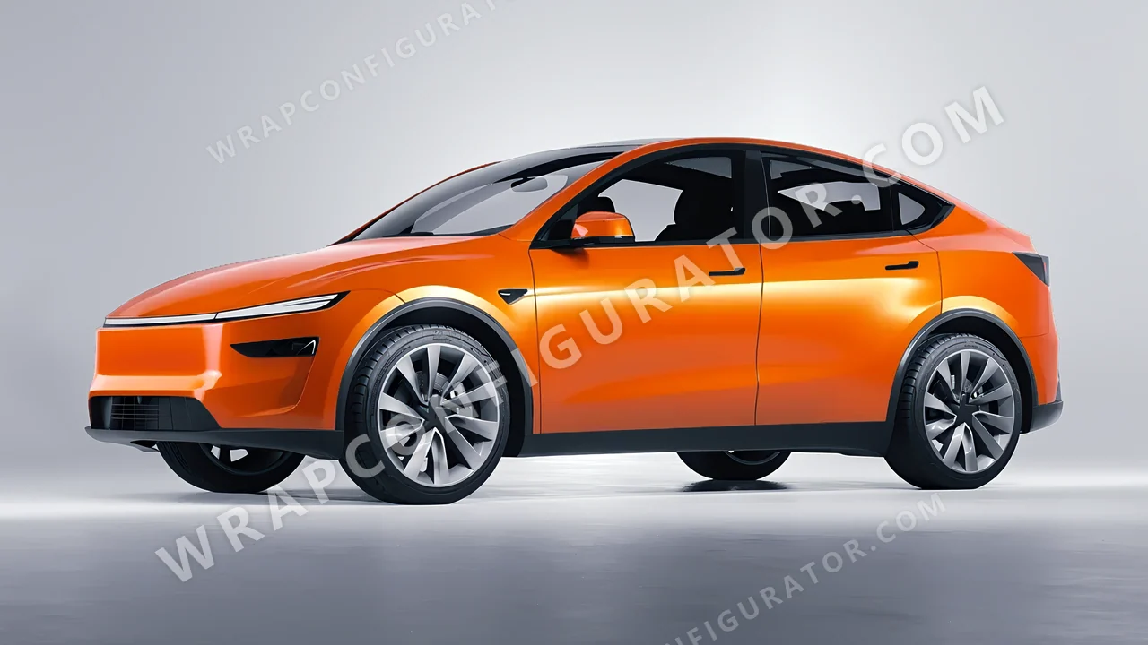 Orange Tesla Model Y Juniper 2025 wrapped in ORACAL Tangerine Dream 970RA-959G