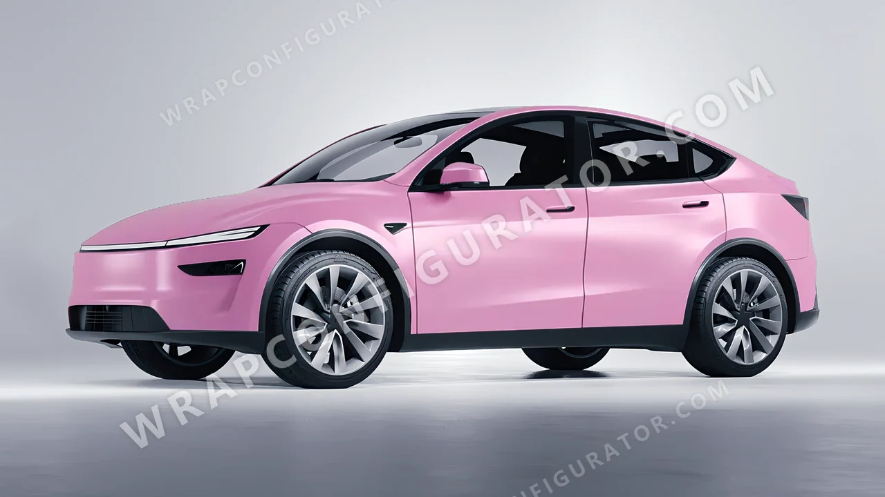 Pink Tesla Model Y Juniper 2025 wrapped in Avery Dennison Bubblegum Pink SW900-514-O