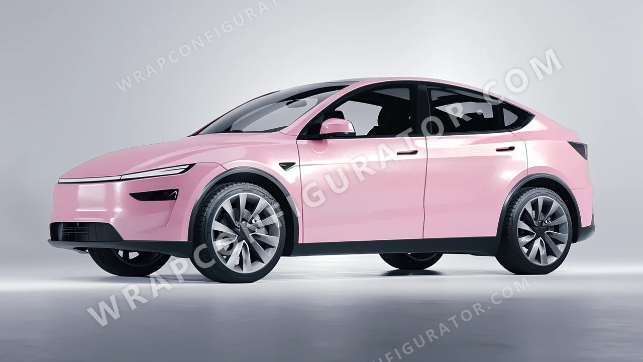 Pink Tesla Model Y Juniper 2025 wrapped in Avery Dennison Gloss Pearl Tutu Pink SW900-523-S