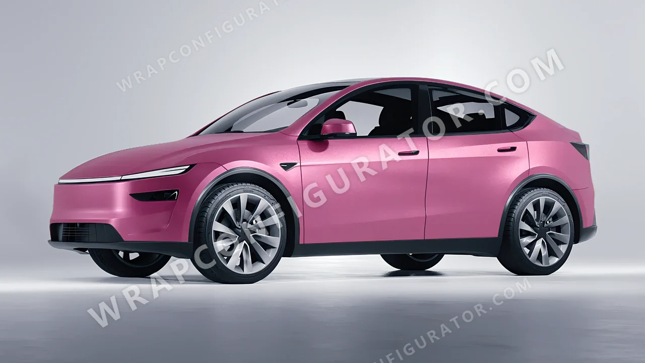 Pink Tesla Model Y Juniper 2025 wrapped in Avery Dennison Pink SW900-520-M