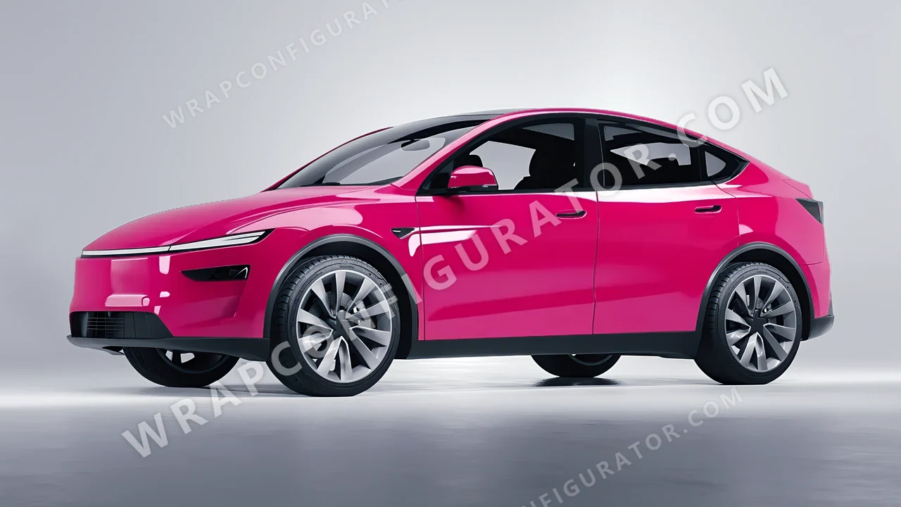 Pink Tesla Model Y Juniper 2025 wrapped in Avery Dennison Pool Party Pink SW900-517-O