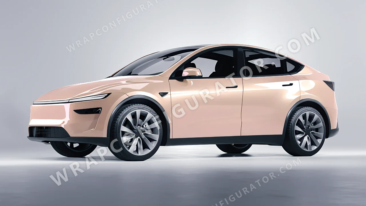 Pink Tesla Model Y Juniper 2025 wrapped in Colourshield PPF by HyperPro Champagne Pink HGM73-P