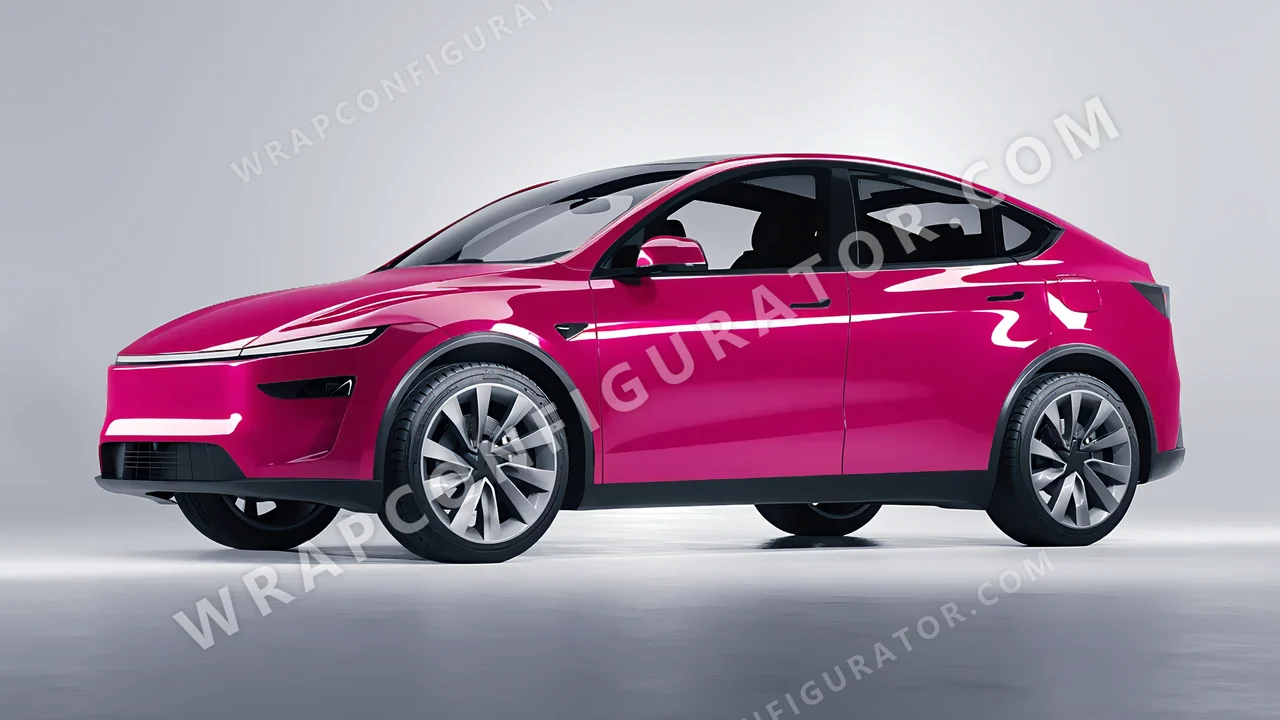 Pink Tesla Model Y Juniper 2025 wrapped in Colourshield PPF by HyperPro Deep Pink HGF60-P