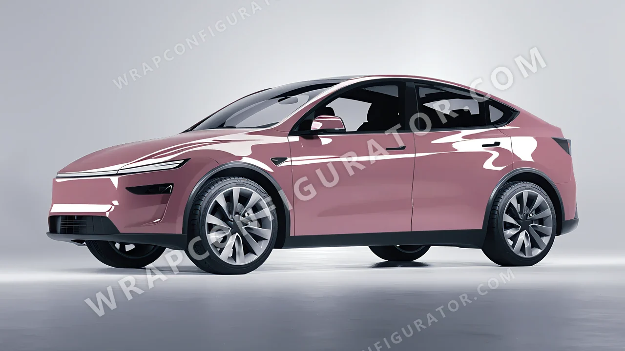 Pink Tesla Model Y Juniper 2025 wrapped in Colourshield PPF by HyperPro Dried Pink HGF85-P