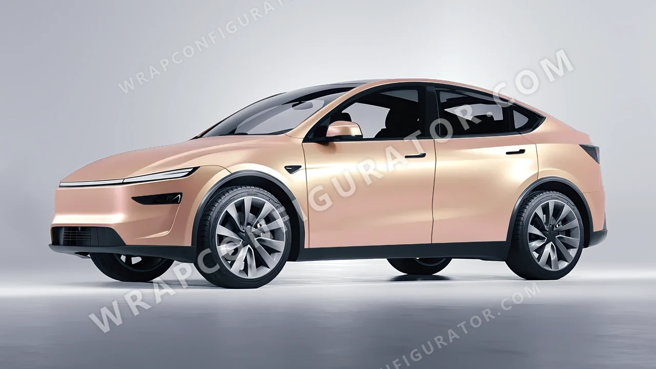 Pink Tesla Model Y Juniper 2025 wrapped in Colourshield PPF by HyperPro Rose Gold SMF38-P