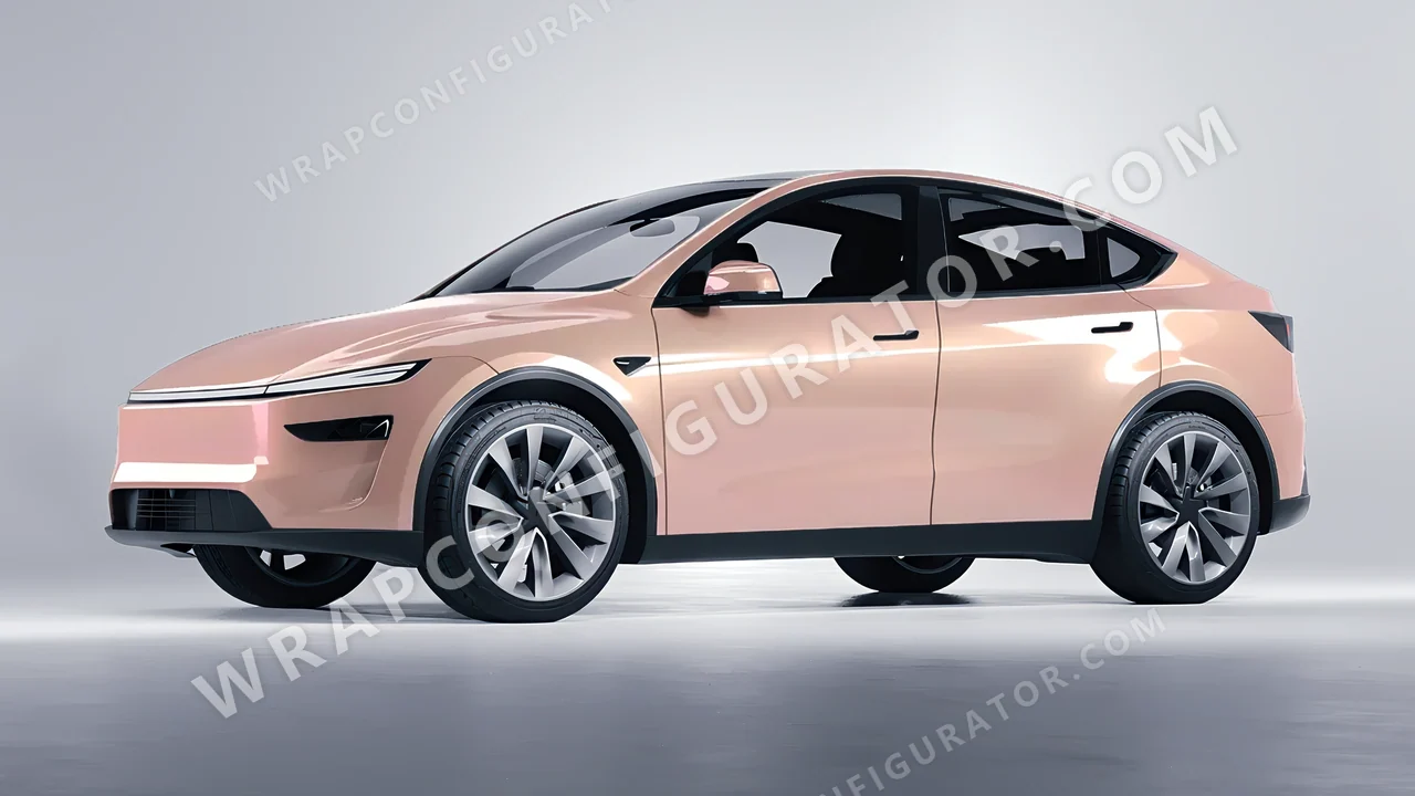 Pink Tesla Model Y Juniper 2025 wrapped in Inozetek Dynamic PPF Blush Pink DPPF918
