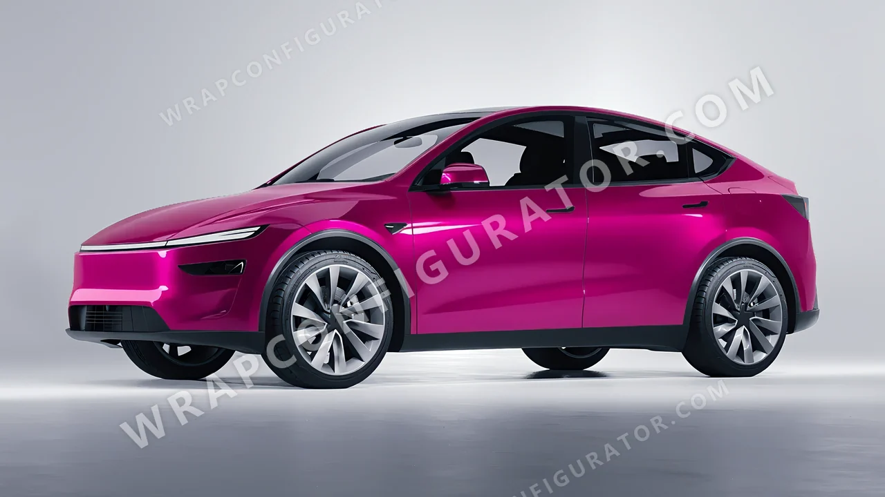 Pink Tesla Model Y Juniper 2025 wrapped in KPMF Cosmos Pink K75410