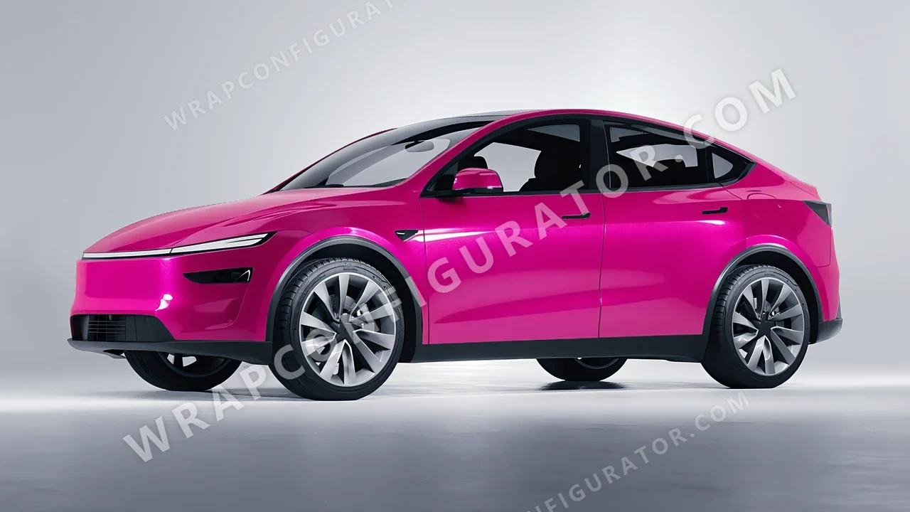Pink Tesla Model Y Juniper 2025 wrapped in KPMF Momentum Pink K75406